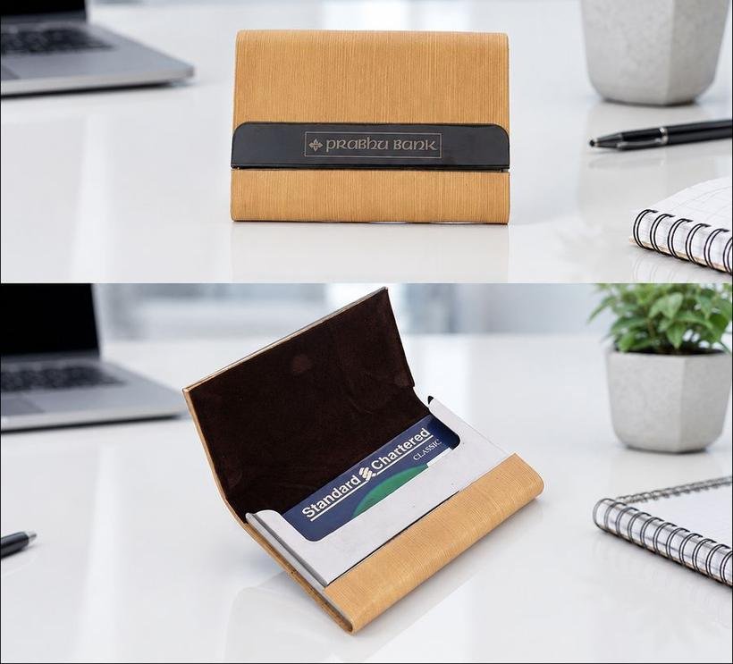 Wood-Finish Card Holder