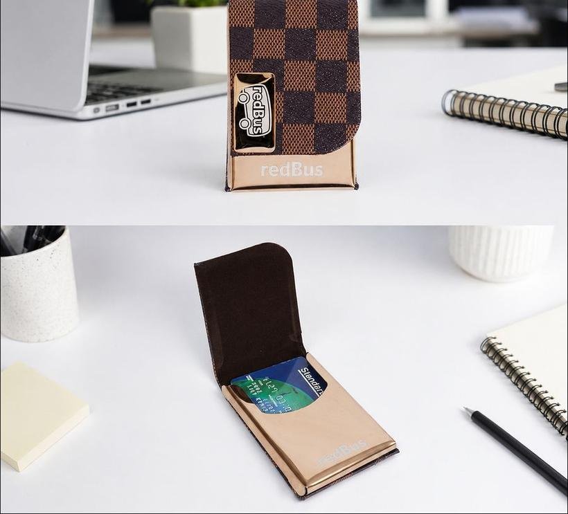 Checked Flip Card Holder