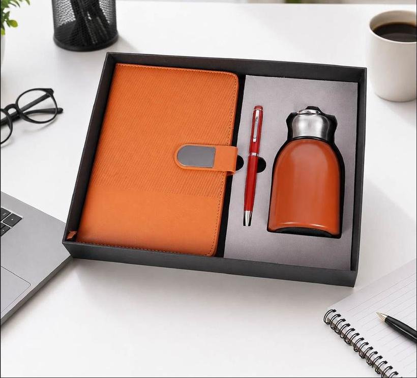 3-in-1 Notebook, Flask & Pen Set