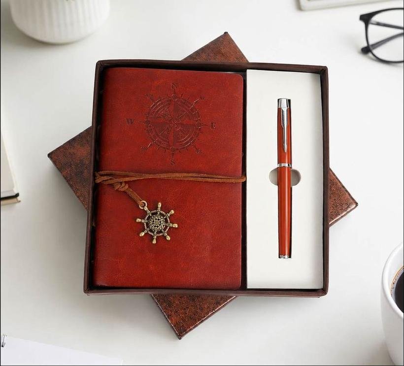 2-in-1 Vintage China Notebook & Pen Set