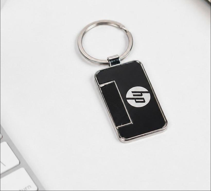 Black Enamel Metal Keychain