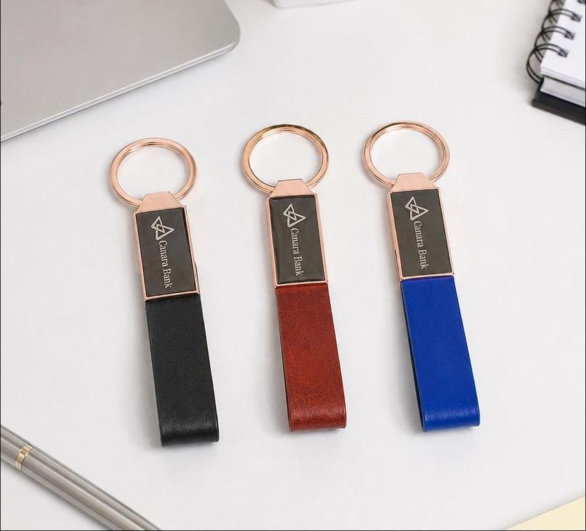 Rose Gold Leather Strap Keychain