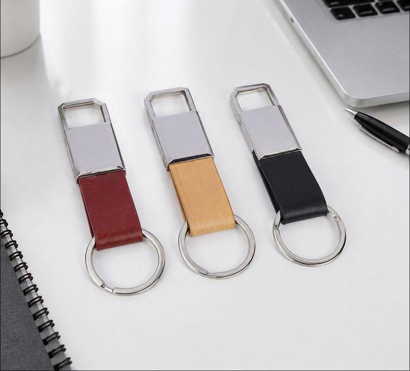 Metal & Leather Loop Keychain