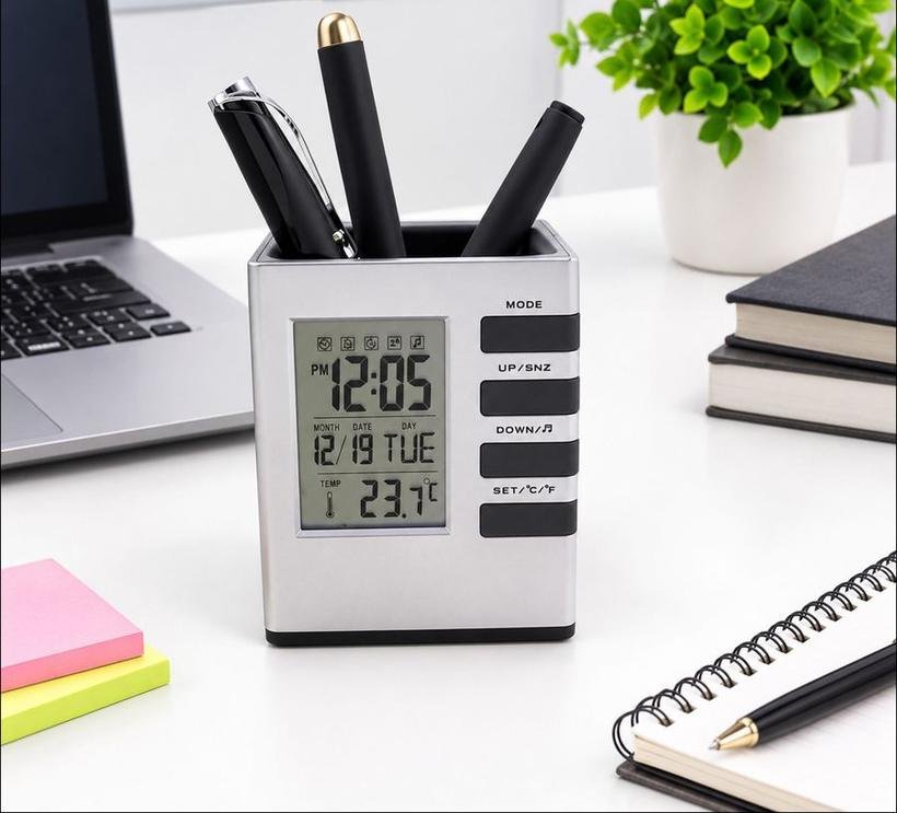 Digital Clock Pen Stand