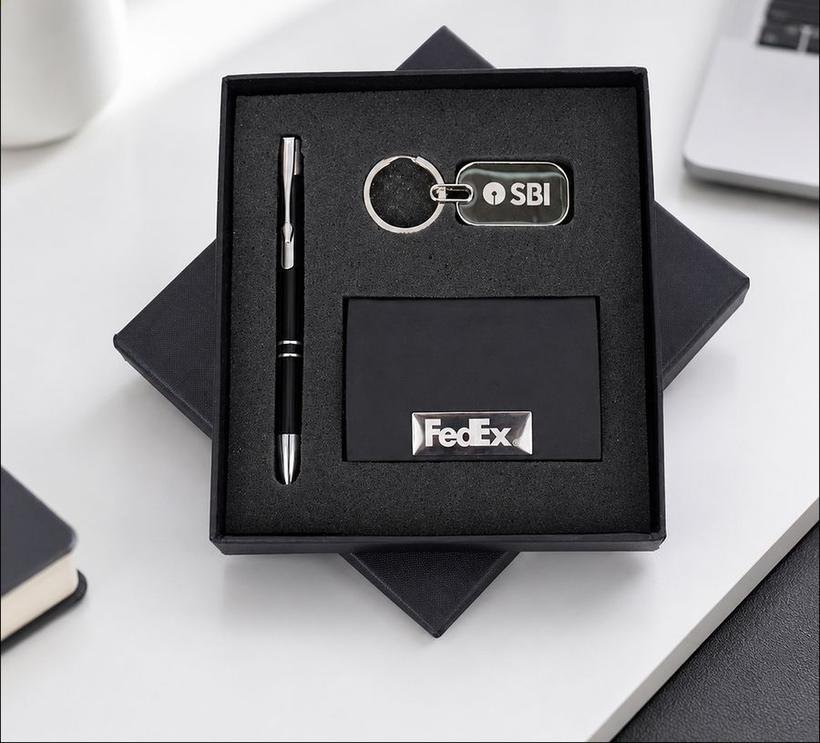3-in-1 Card Holder, Keychain & Pen Set