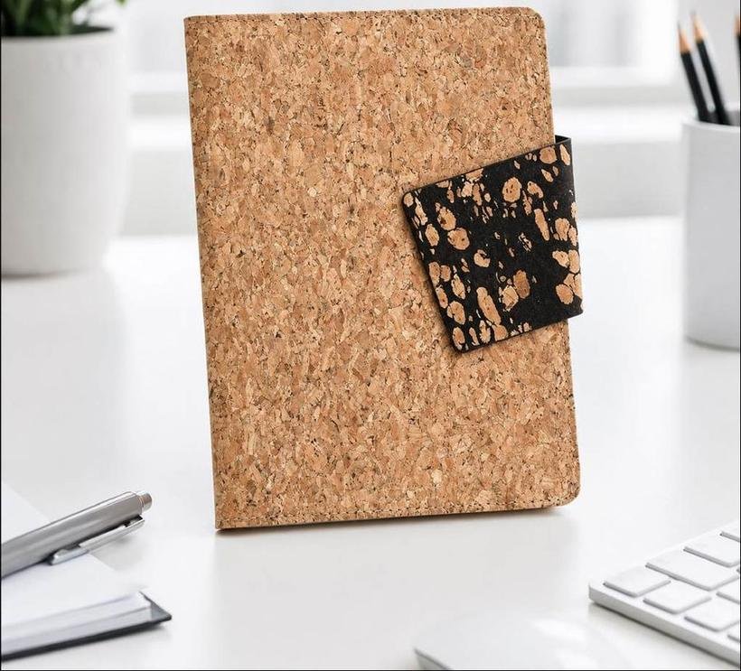 Cork Magnetic-Flap Notebook