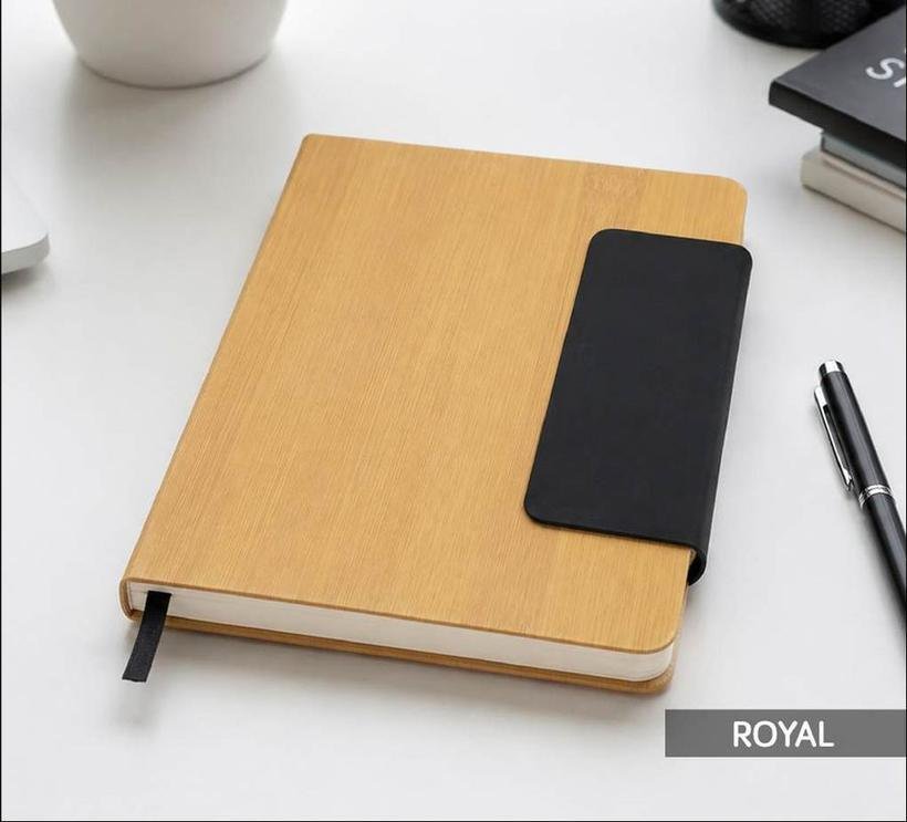 Royal Wood-Finish Notebook with Pen Sleeve